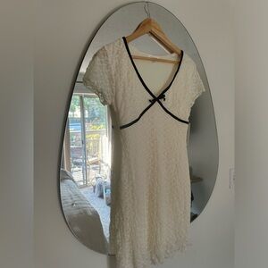 Lace mini dress with black bow